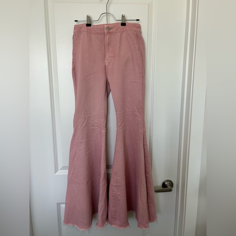 Free People wide Flare light Pink Float Jeans